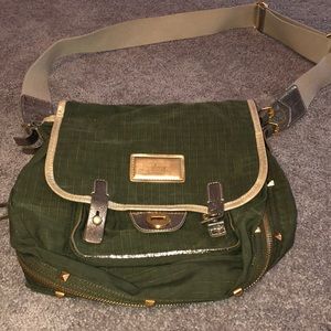 Green and Gold Nylon Messenger Bag